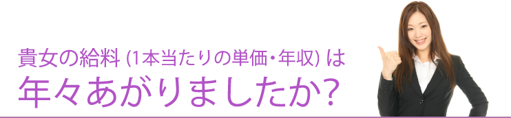 貴女の給料（1本当たりの単価・年収）は年々あがりましたか？